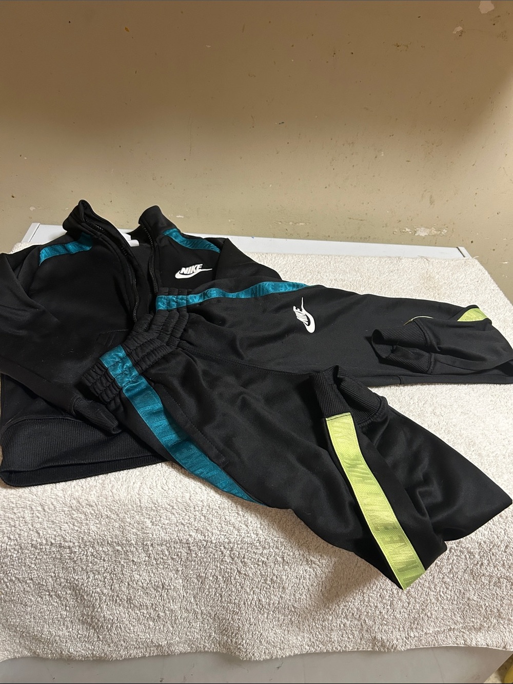 Nike Black Track Jacket & Pants Set with Teal and Lime Accents